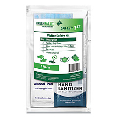 Green Rabbit Safety 1st Visitor Safety PPE Kit, 1 Person, 5 Pieces, Sealed Bag, 12/Box (60000203)