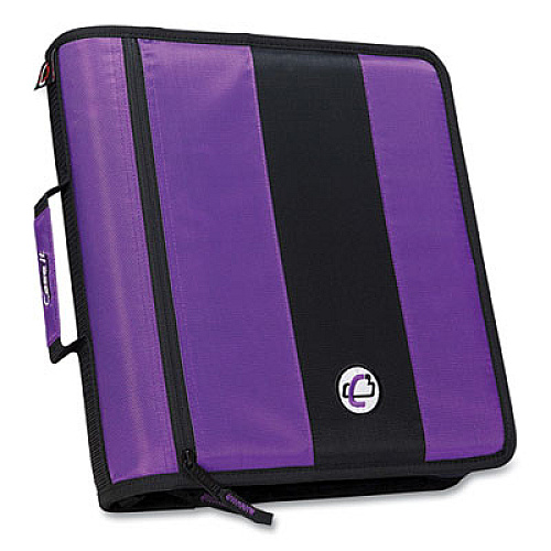 Case it Classic Zipper Binder, 3 Rings, 2" Capacity, 11 x 8.5, Purple/Black Accents (D251PUR)