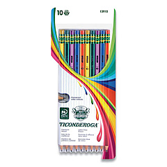 Ticonderoga Pencils, HB (#2), Black Lead, Assorted Barrel Colors, 10/Pack (13910)