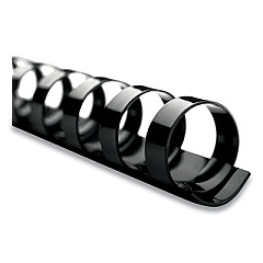 GBC CombBind Standard Spines, 3/8" Diameter, 60 Sheet Capacity, Black, 25/Box (4090022)