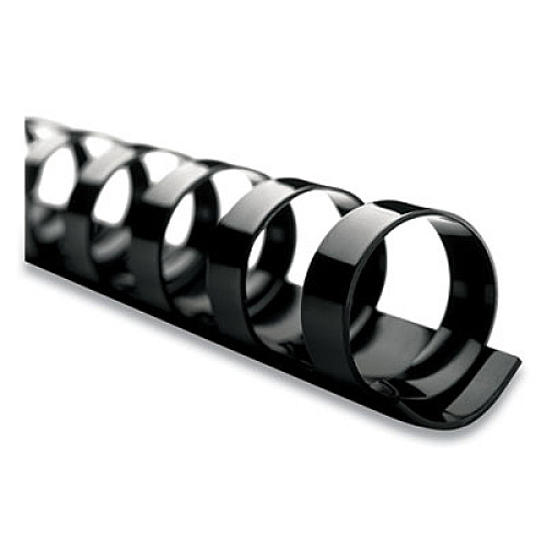 GBC CombBind Standard Spines, 3/8" Diameter, 60 Sheet Capacity, Black, 25/Box (4090022)