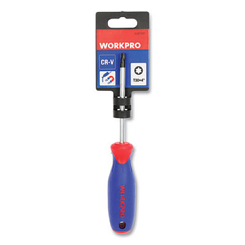 Workpro Straight-Handle Cushion-Grip Screwdriver, T30 TORX Tip, 4" Shaft (W021051WE)