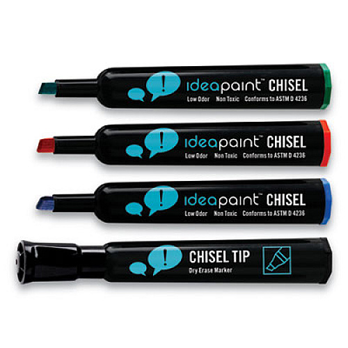 IdeaPaint Dry Erase Marker, Broad Chisel Tip, Assorted Colors, 4/Pack (ACDM040015)