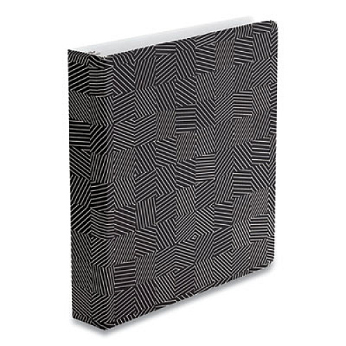 Oxford Punch Pop Fashion Binder, 3 Rings, 1.5" Capacity, 11 x 8.5, Black/White Labyrinth Design (42552)