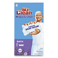 Mr. Clean Magic Eraser Bathroom Scrubber, 4.6 x 2.3, White, 4/Pack (51099)