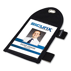 SICURIX ID Neck Pouch with Pen Loop, Vertical, 4 x 2.75, Black (BAU55710)