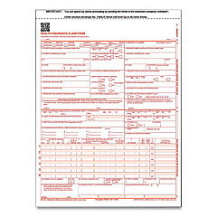 ComplyRight CMS-1500 Health Insurance Claim Forms, One-Part, 8.5 x 11, 100/Pack (650657)