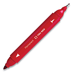 TRU RED Permanent Marker, Pen-Style Twin-Tip, Extra-Fine/Fine Bullet/Needle Tips, Red, Dozen (24417739)