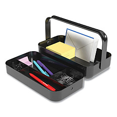 TRU RED Plastic Desktop Caddy, 5 Compartments, 4.33 x 11.5 x 8.07, Black (24418572)