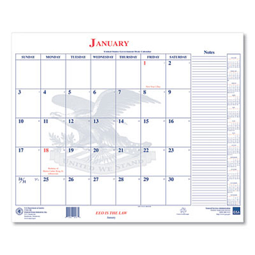 Unicor 7510016648789 Calendar Blotter, 22 x 18, White Sheets, 13-Month (Jan to Jan): 2023 to 2024