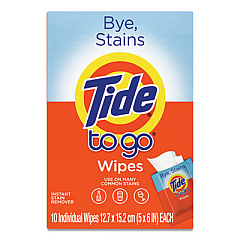 Tide To Go Instant Stain Remover Wipes, 6 x 5, Scented, 10/Box, 12 Boxes/Carton (38150)