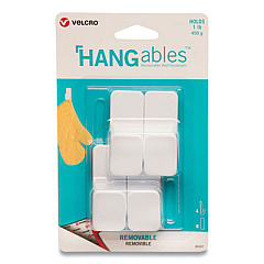 VELCRO Brand HANGables Removable Wall Hooks, Small, 1 lb Capacity, White, 4 Hooks and 4 Fasteners (30107USA)