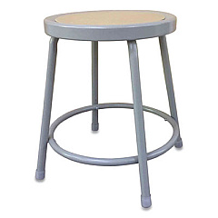Alera Industrial Metal Shop Stool, Backless, Supports Up to 300 lb, 18" Seat Height, Brown Seat, Gray Base (ALEIS6618G)