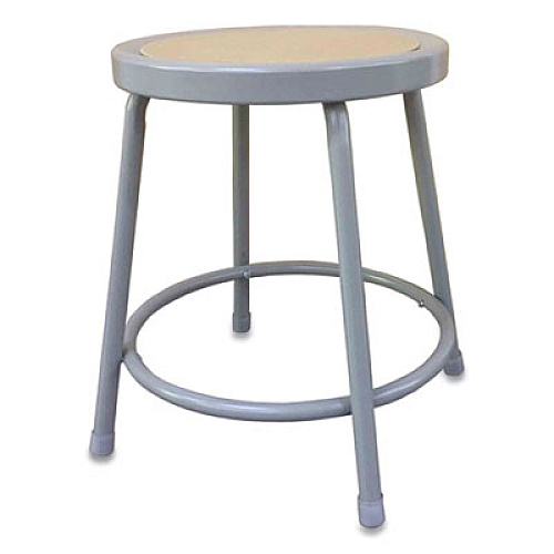 Alera Industrial Metal Shop Stool, Backless, Supports Up to 300 lb, 18" Seat Height, Brown Seat, Gray Base (ALEIS6618G)