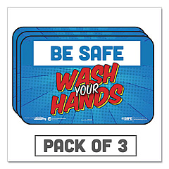 Tabbies BeSafe Messaging Education Wall Signs, 9 x 6,  "Be Safe, Wash Your Hands", 3/Pack (29502)