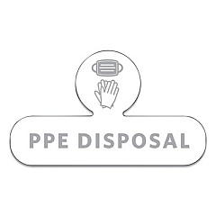 Rubbermaid Commercial Medical Decal, PPE DISPOSAL, 9.5 x 5.6, White (2137851)