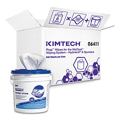 WypAll Critical Clean Wipers for Bleach, Disinfectants, Sanitizers WetTask Customizable Wet Wiping System, w/Bucket, 140/Roll, 6/CT (0641103)
