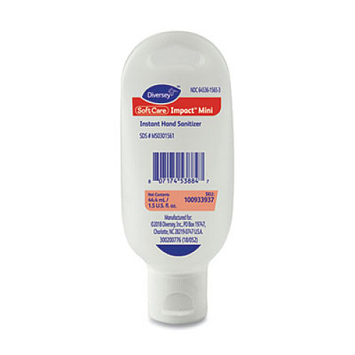 Diversey SoftCare Impact Mini Gel Hand Sanitizer, 1.5 oz Flip-Top Bottle, Alcohol Scent, 48/Carton (100933937)