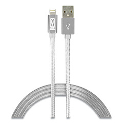 Altec Lansing Fabric Apple Lightning Charging Cable, 6 ft, White (AL9184)