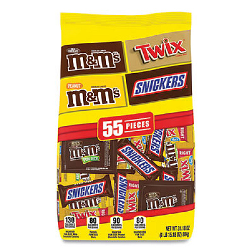 MARS Chocolate Favorites Fun Size Candy Bar Variety Mix, 31.18 oz Bag, 55 Pieces (22500033)