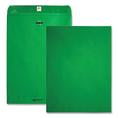 Quality Park Clasp Envelope, #90, Square Flap, Clasp/Gummed Closure, 9 x 12, Green, 10/Pack (38735)