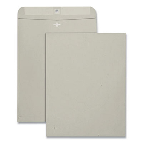 Quality Park Clasp Envelope, #110, Square Flap, Clasp/Gummed Closure, 12 x 15.5, Executive Gray, 100/Box (38610)