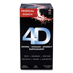 4D Clean Energy Dietary Energy Supplement, Tropical Punch, 0.4 oz Packets, 25/Box (22001084)