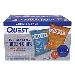 Quest Tortilla Style Protein Chips, Nacho Cheese/Ranch, 1.1 oz Bag, 6/Box (22001145)
