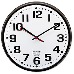 AbilityOne 6645010468849 SKILCRAFT Slimline Quartz Wall Clock, 12.75" Overall Diameter, Brown Case, 1 AA (sold separately)