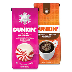 Dunkin Donuts Original Blend Coffee, Dunkin Original/Polar Peppermint, 12 oz/11 oz Bag, 2/Pack (30700308)