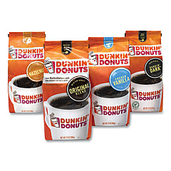 Dunkin Donuts Original Blend Coffee,Dark Roast/Original/French Vanilla/Hazelnut, 12oz/11oz, 4/Pack (30700303)