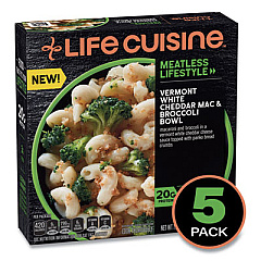 Life Cuisine Meatless Lifestyle Vermont White Cheddar Mac and Broccoli Bowl, 11 oz Bowl, 5/Pack (60390202)