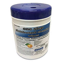 Chemcor Chemical One Step Disinfectant Cleaning Wipes, 8 x 6, Orange Scent, White, 130/Canister, 12 Canisters/Carton (92230)