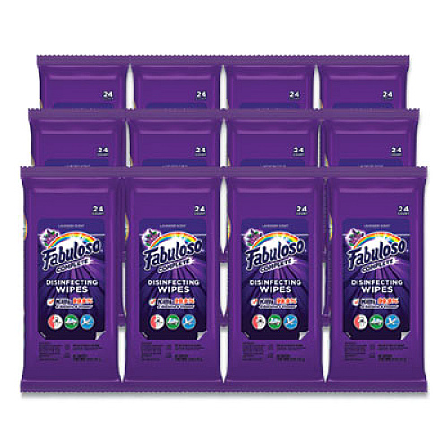 Fabuloso Multi Purpose Wipes, 7 x 7, Lavender, 24/Pack, 12 Packs/Carton (98728)