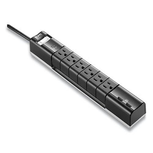 APC Essential SurgeArrest Surge Protector, 6 AC Outlets/2 USB Ports, 6 ft Cord, 1,080 J, Black (PE6RU3)