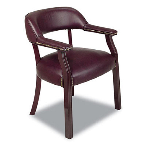 Office Star Work Smart Traditional Vinyl Guest Chair, 25.5" x 24" x 30.75", Jamestown Oxblood Seat/Back, Mahogany Base (TV230JT4)