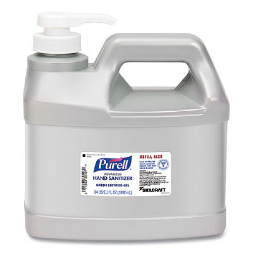 AbilityOne 8520016912733, SKILCRAFT PURELL Advanced Green Certified Gel Hand Sanitizer, 64 oz Pump Bottle, Unscented, 4/Box