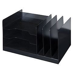 AbilityOne 7520014521564 SKILCRAFT Combination Desk File, 6 Sections, Letter Size Files, 14" x 7.75" x 11", Black