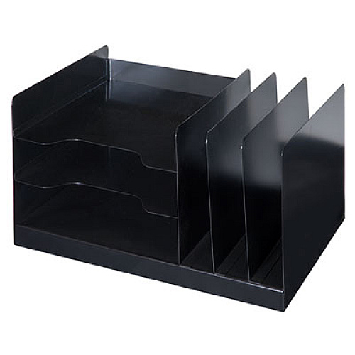 AbilityOne 7520014521564 SKILCRAFT Combination Desk File, 6 Sections, Letter Size Files, 14" x 7.75" x 11", Black