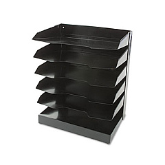 AbilityOne 7520014570719 SKILCRAFT Vertical Desk File, 6 Sections, Letter Size Files, 12" x 8.5" x 15", Black