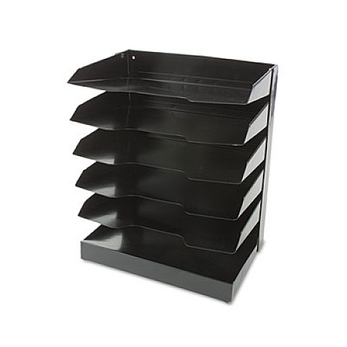 AbilityOne 7520014570719 SKILCRAFT Vertical Desk File, 6 Sections, Letter Size Files, 12" x 8.5" x 15", Black
