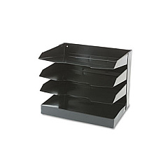 AbilityOne 7520014570721 SKILCRAFT Vertical Desk File, 4 Sections, Letter Size Files, 12" x 8.5" x 10", Black