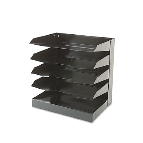 AbilityOne 7520014570723 SKILCRAFT Vertical Desk File, 5 Sections, Letter Size Files, 12" x 8.5" x 12.5", Black