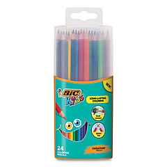 BIC Kids Coloring Pencils in Plastic Case, 0.7 mm, HB2 (#2), Assorted Lead, Assorted Barrel Colors, 24/Pack (BKCPP24AST)