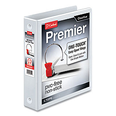 Cardinal Premier Easy Open ClearVue Locking Round Ring Binder, 3 Rings, 1.5" Capacity, 11 x 8.5, White (11110)