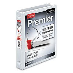 Cardinal Premier Easy Open ClearVue Locking Round Ring Binder, 3 Rings, 1" Capacity, 11 x 8.5, White (11100)