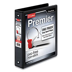 Cardinal Premier Easy Open ClearVue Locking Round Ring Binder, 3 Rings, 1.5" Capacity, 11 x 8.5, Black (11111)