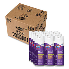 Clorox 4 in One Disinfectant and Sanitizer, Lavender, 14 oz Aerosol Spray, 12/Carton (32512)
