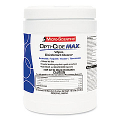 Opti-Cide Max Disinfectant Wipes, 6 x 6.75, Unscented, White, 160/Canister, 12 Canisters/Carton (M60034)