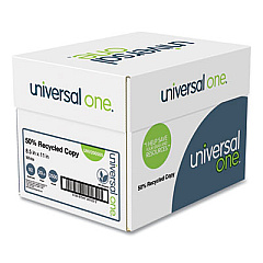 Universal 50% Recycled Copy Paper, 92 Bright, 20 lb Bond Weight, 8.5 x 11, White, 500 Sheets/Ream, 5 Reams/Carton (UNV200505)